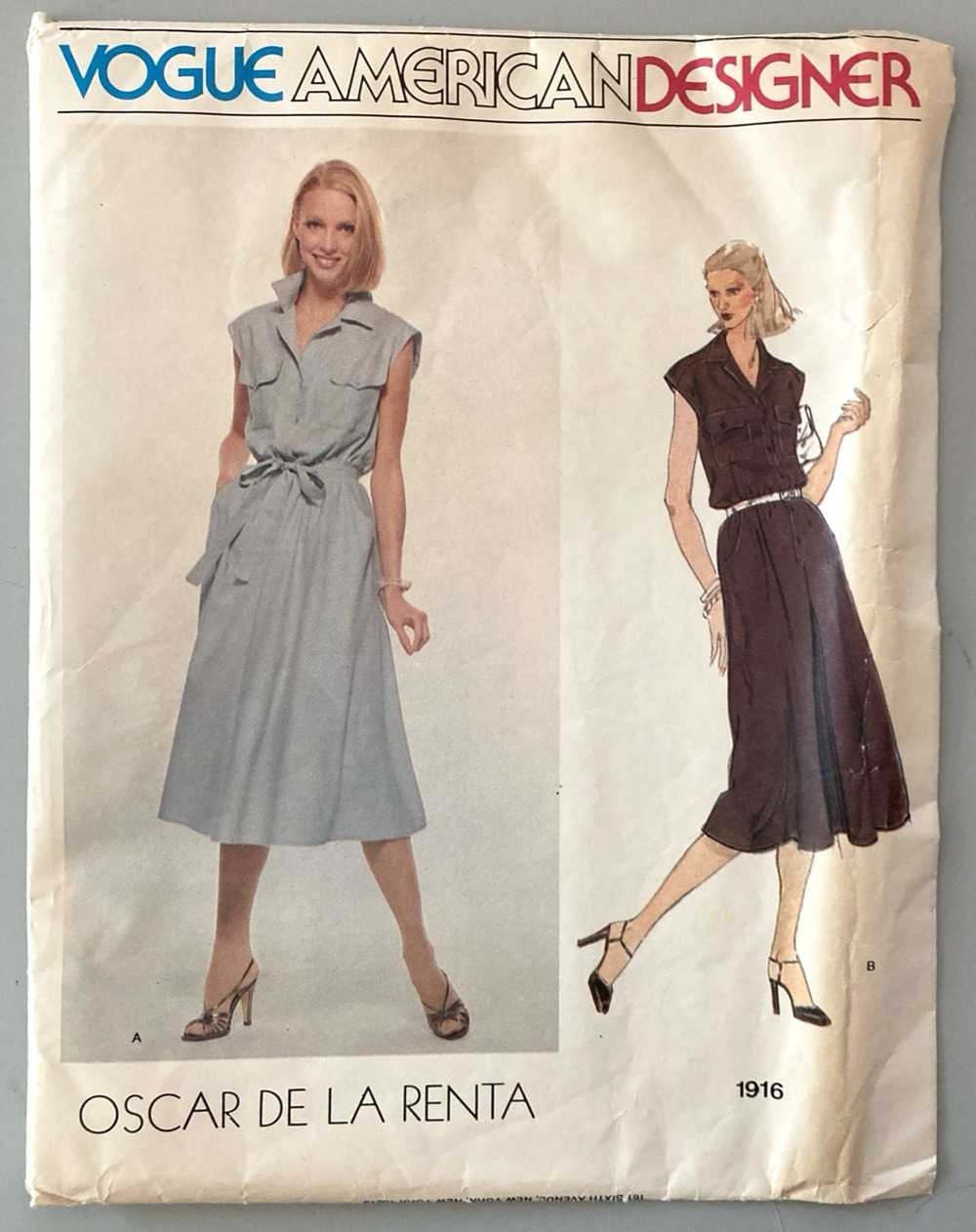 Vogue American Designer 1916 Oscar de la Renta Shirt Dress Sz 12 Uncut 70s